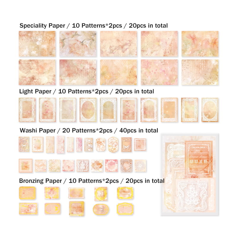 100 PCS Vintage Scrapbooking Material Pack