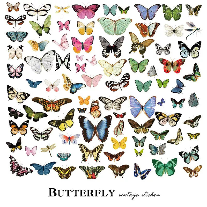 80 PCS Vintage Butterflies Vellum Stickers