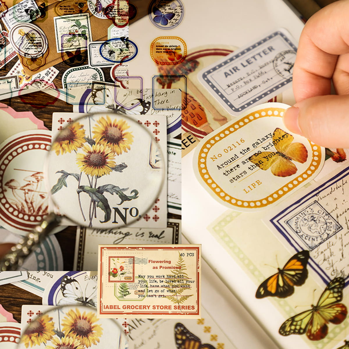 40 PCS Vintage Creative Boxed Decoration Stickers