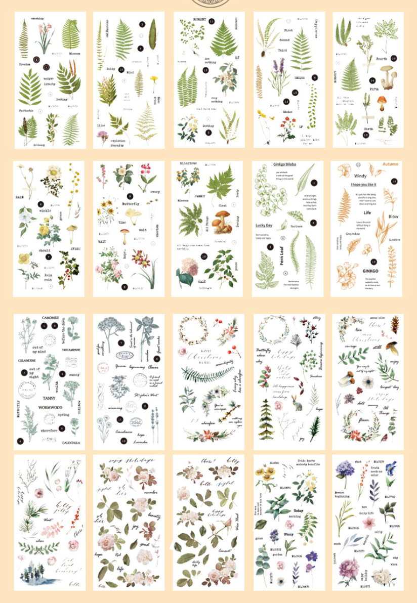 20 Pages Precut Vintage Stickers Book