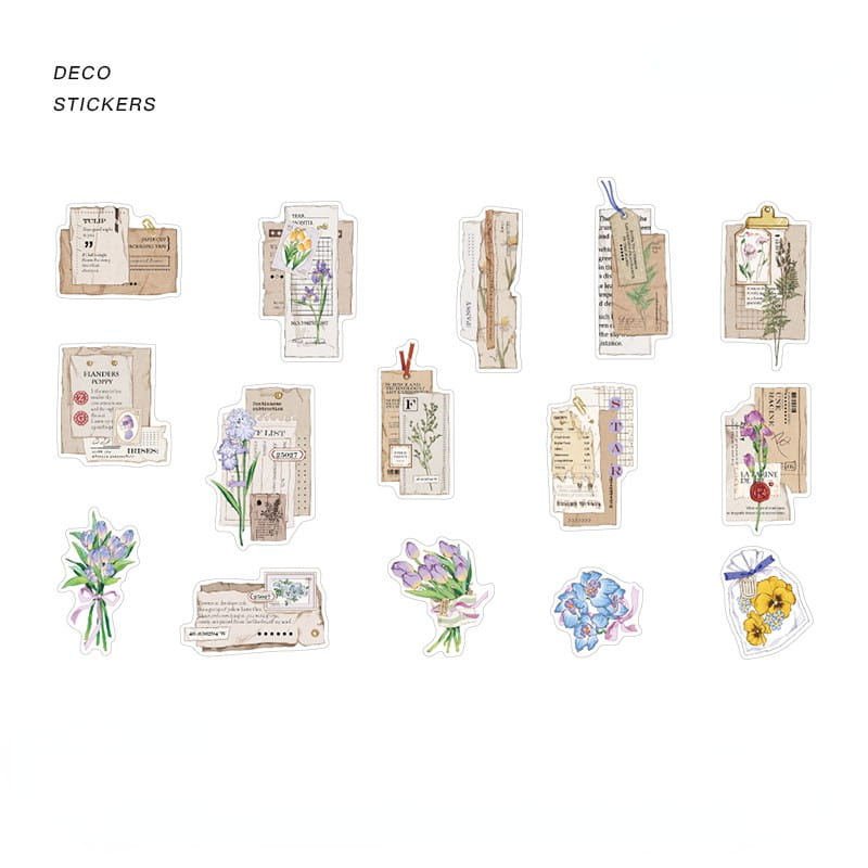30 PCS Floral And Label Decor Stickers