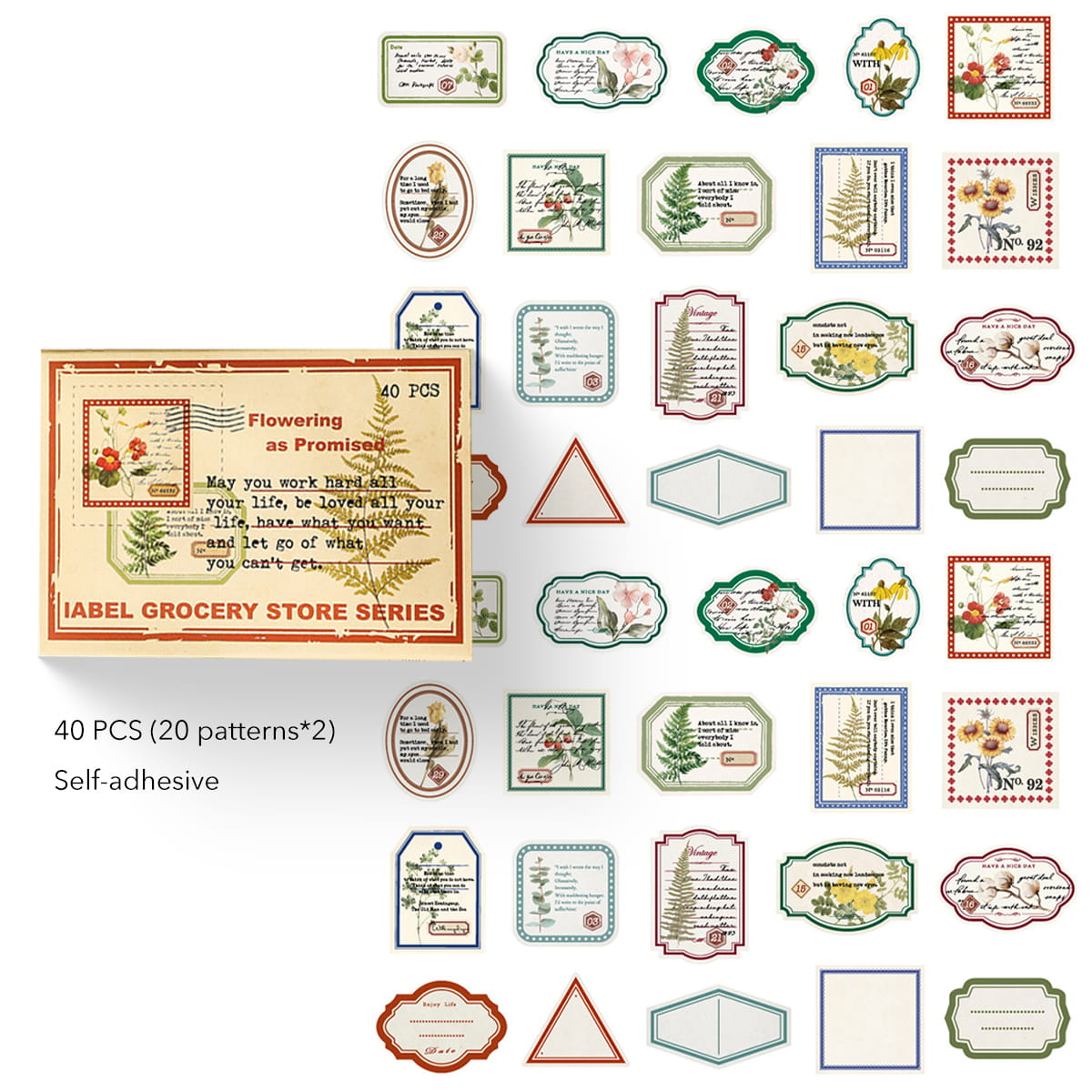 40 PCS Vintage Creative Boxed Decoration Stickers