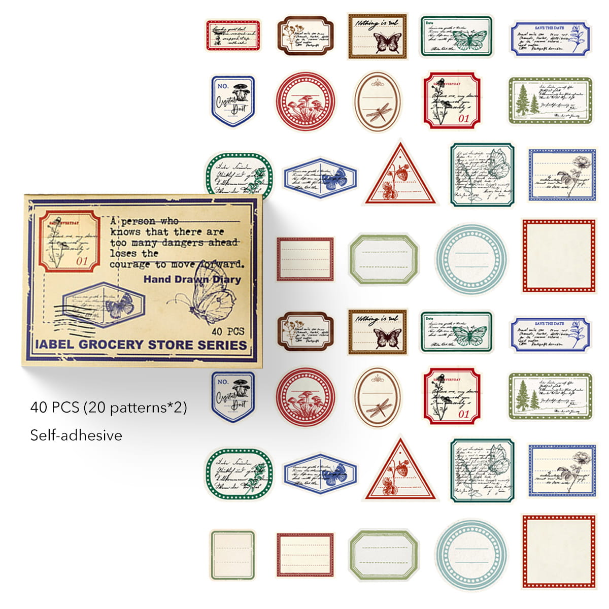 40 PCS Vintage Creative Boxed Decoration Stickers