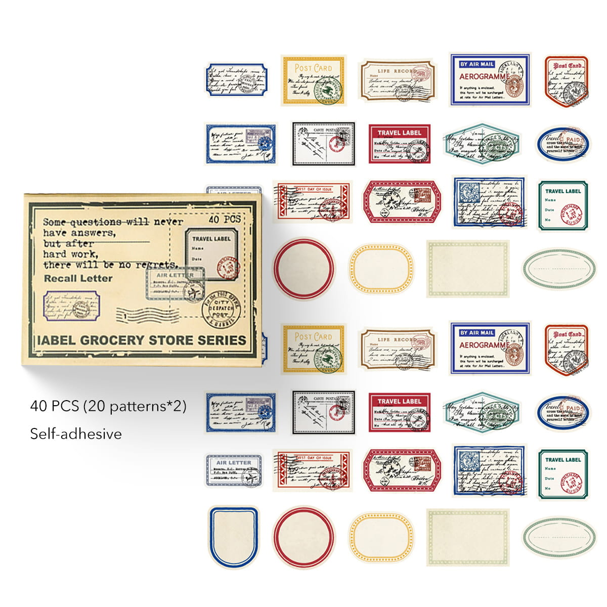 40 PCS Vintage Creative Boxed Decoration Stickers