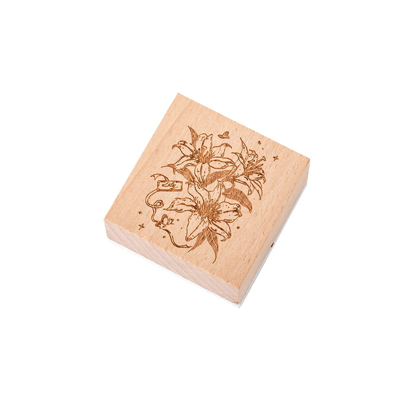 Vintage Wooden Floral Rubber Stamp