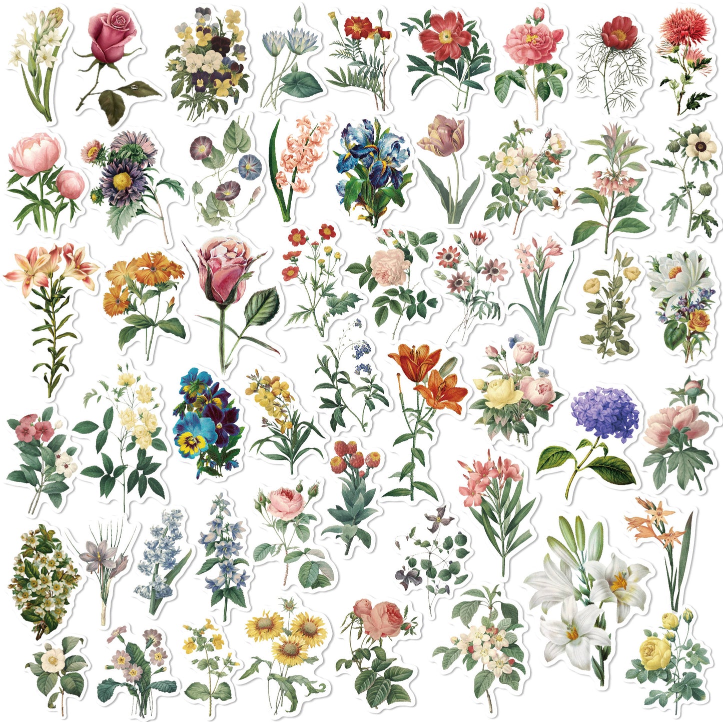 50 Unique Pieces Of Floral Sticker Pack