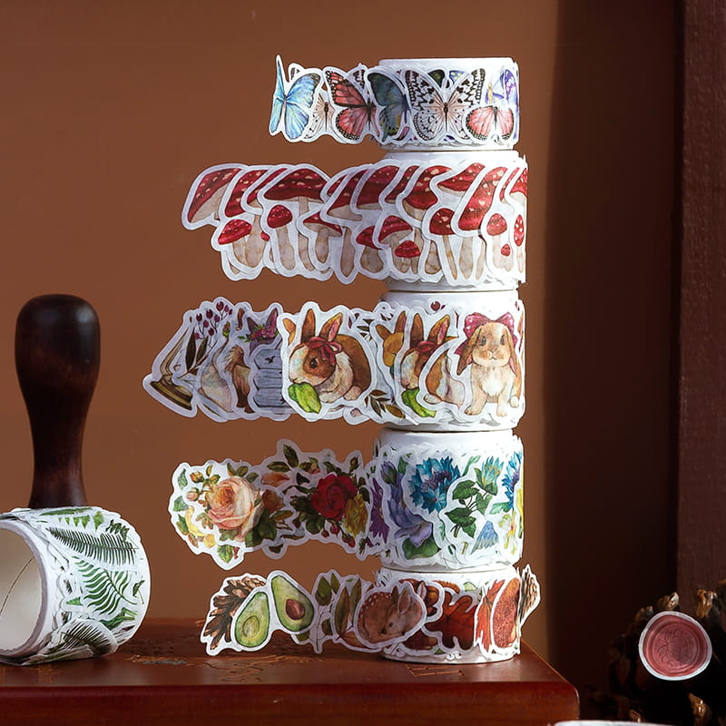 Flowers And Animals Shaped Pattern Washi Tape