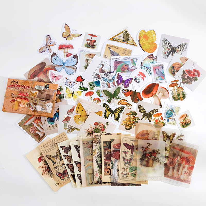 60 PCS Retro Decor Papers and Stickers