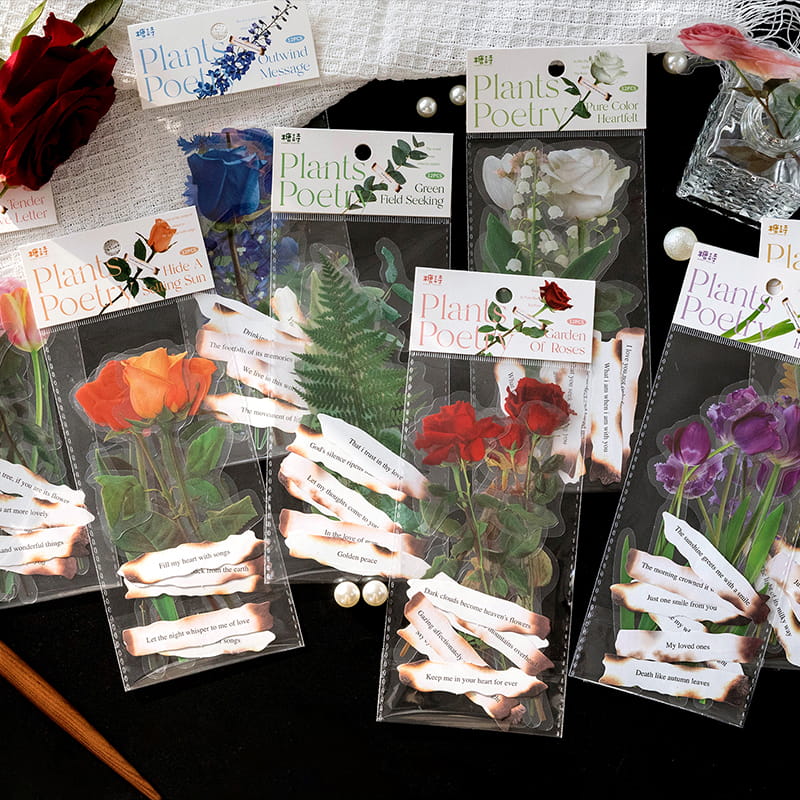 12 PCS Plants Poetry Sticker Pack
