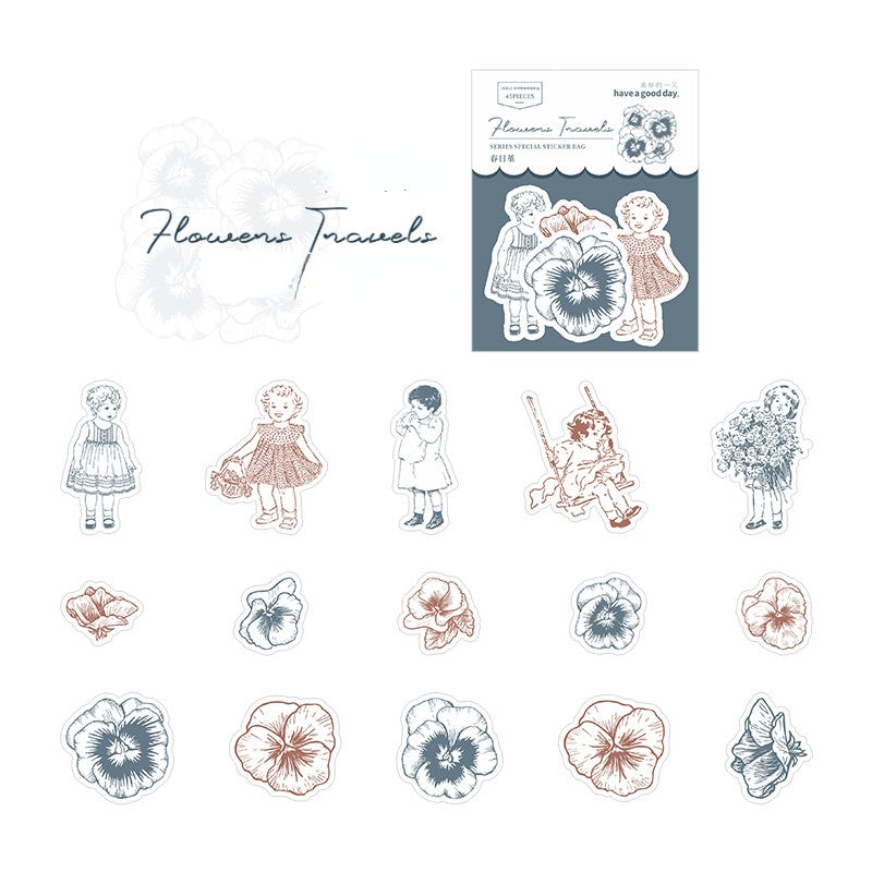 45 PCS Petals And Maiden Stickers Pack