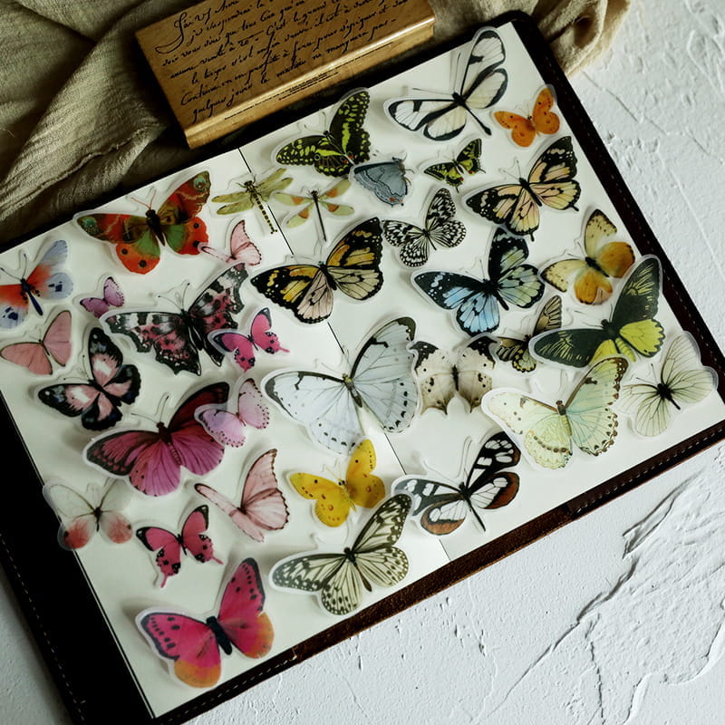 80 PCS Vintage Butterflies Vellum Stickers