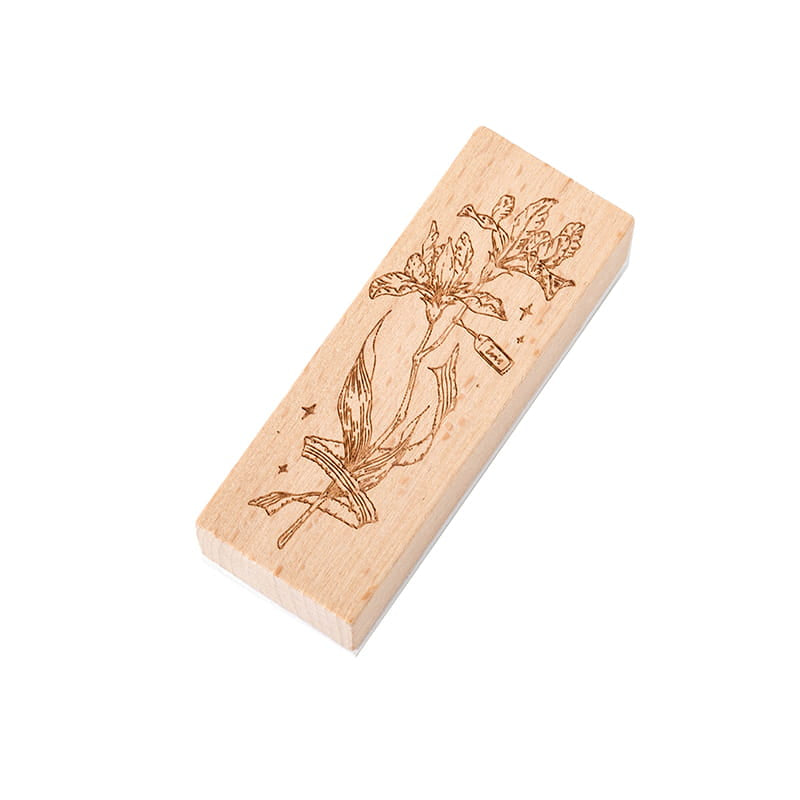 Vintage Wooden Floral Rubber Stamp