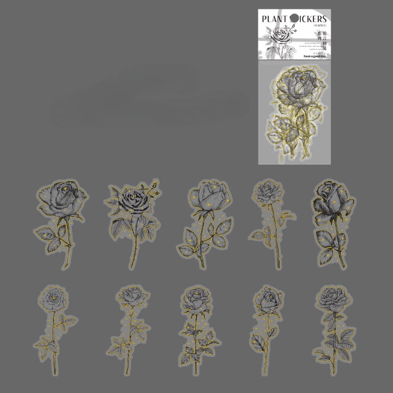 Gold Foil Floral Sticker Pack