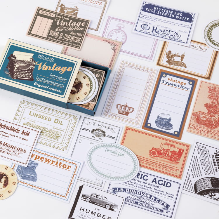 60 PCS Vintage Labels Boxed Stickers