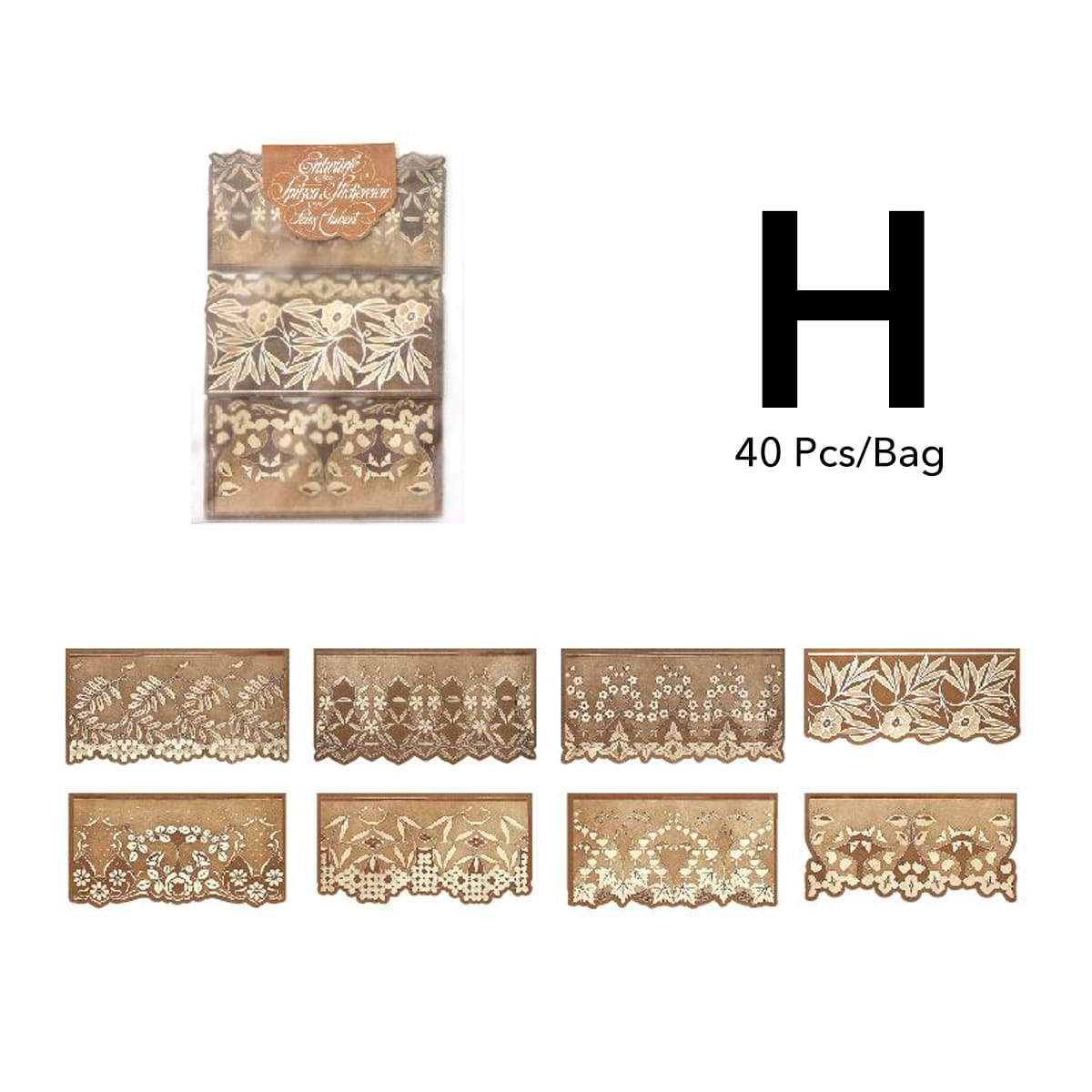 40 PCS Vintage Lace Decorative Paper Pack