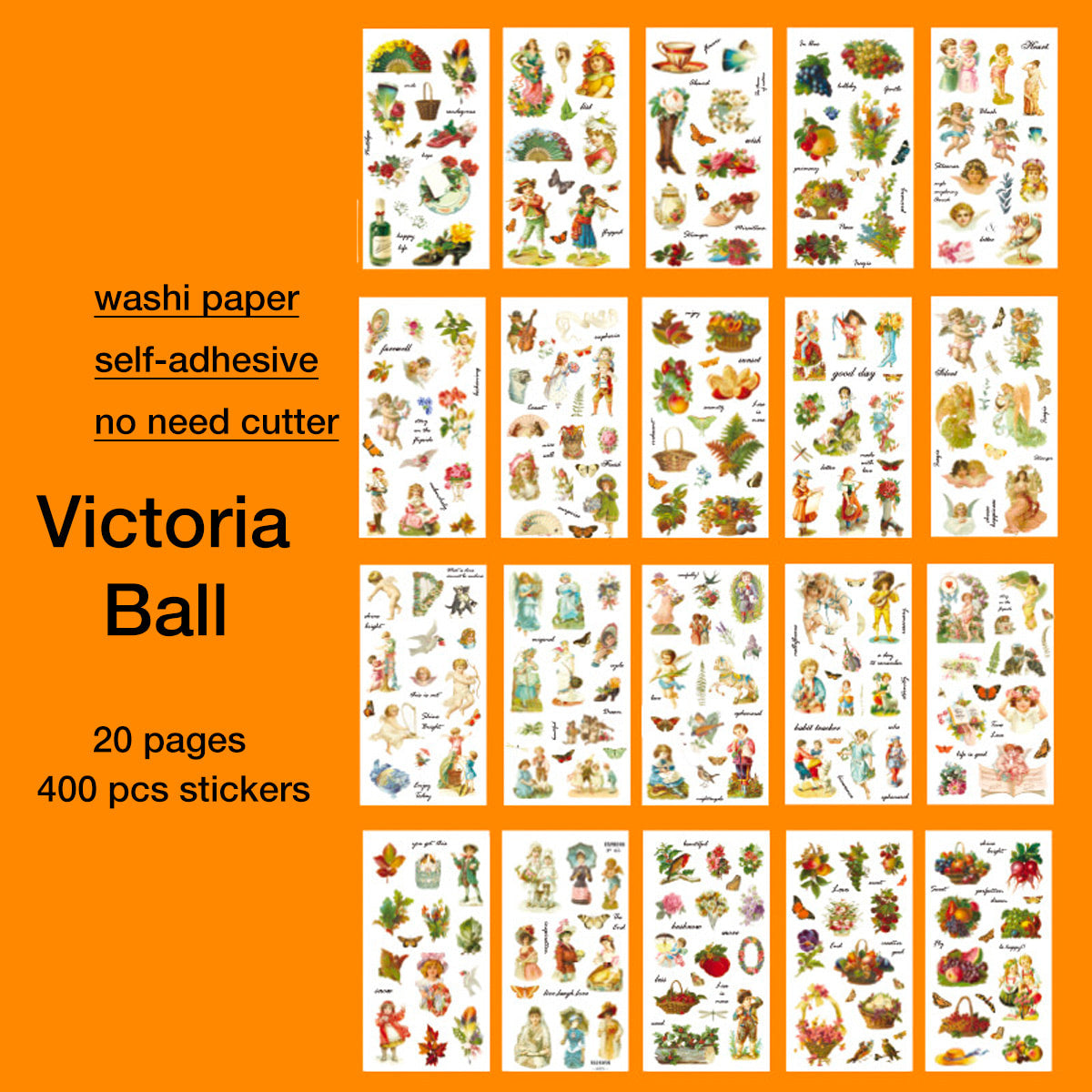 20 Pages Past Year Vintage Precut Stickers Book